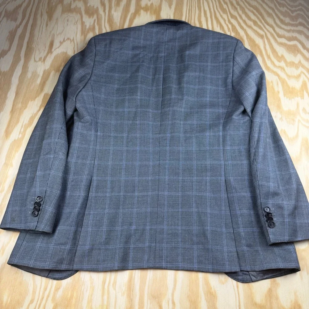 Hugo Boss Lanificio Tesse Biella James4 Men 38R Blazer Blue Grey Plaid Italian